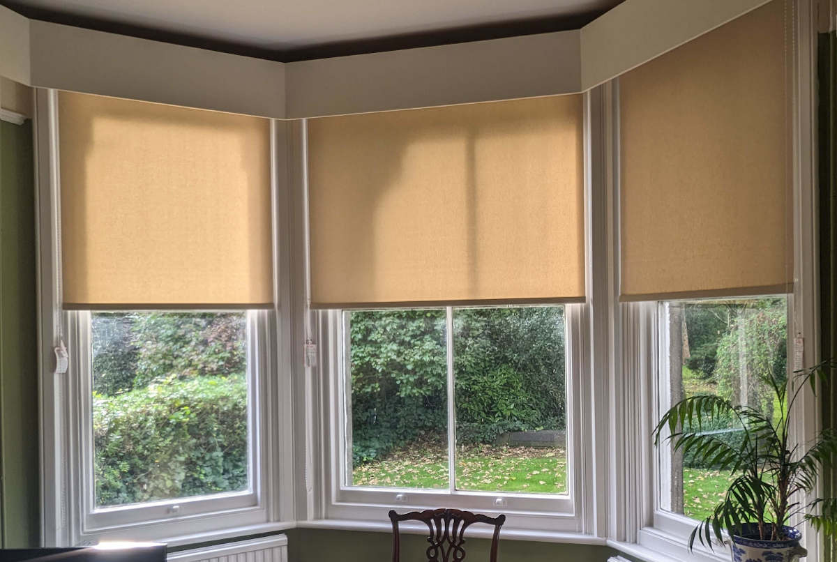 Custom roller blind in living room