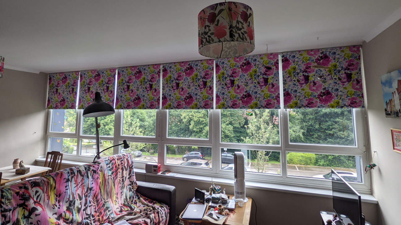 Hallway with elegant roller blinds