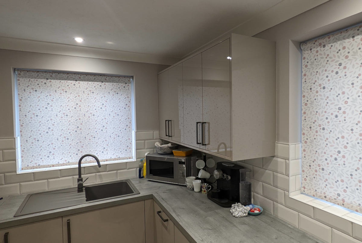 High-quality custom roller blind in kitchen