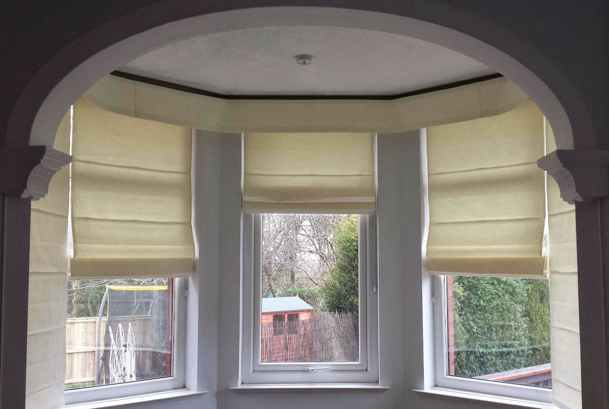 Custom Roman Blind in Bay Window