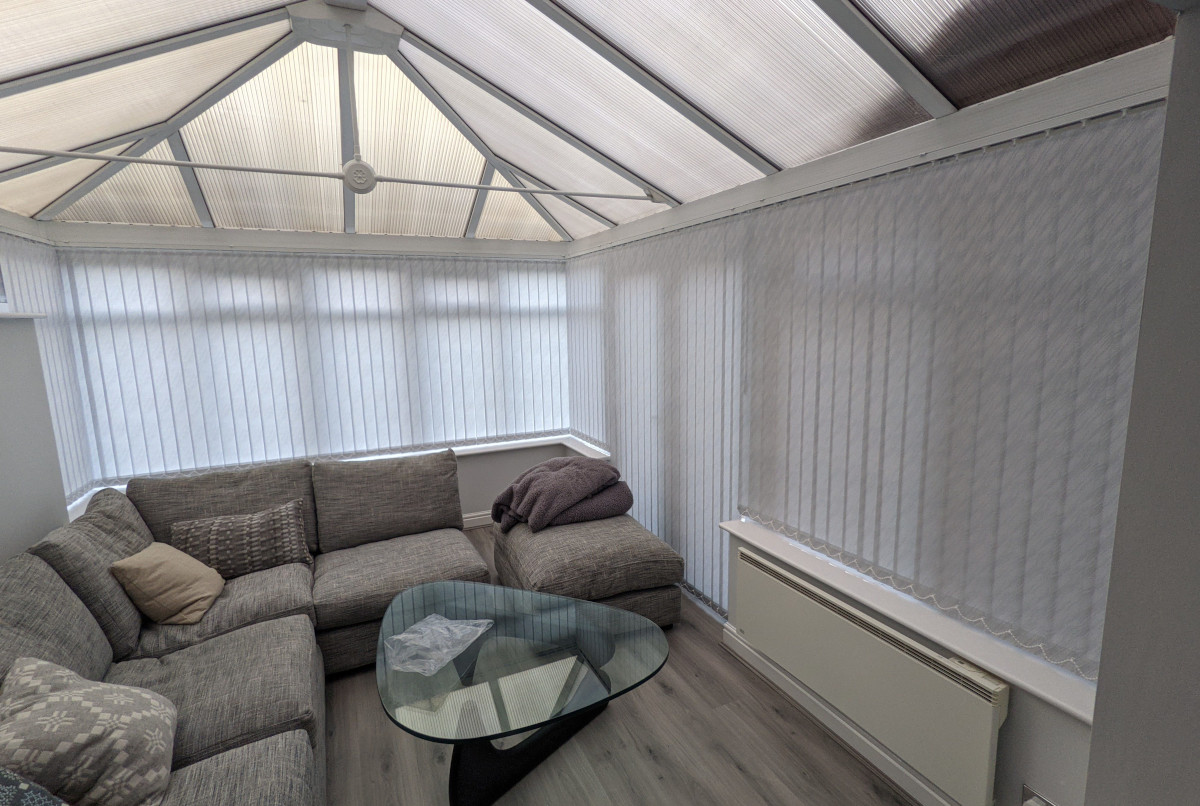 Custom Vertical Blind in a bay window