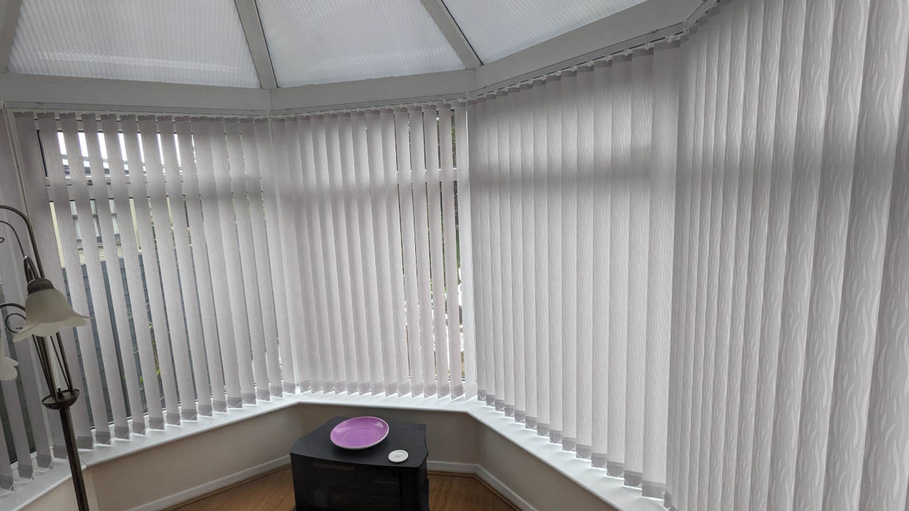 Bathroom with custom vertical blinds