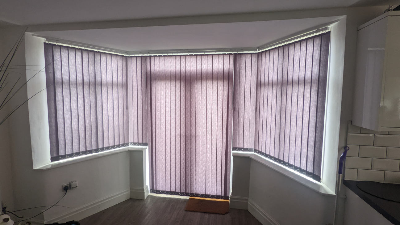 Kitchen with custom vertical blinds